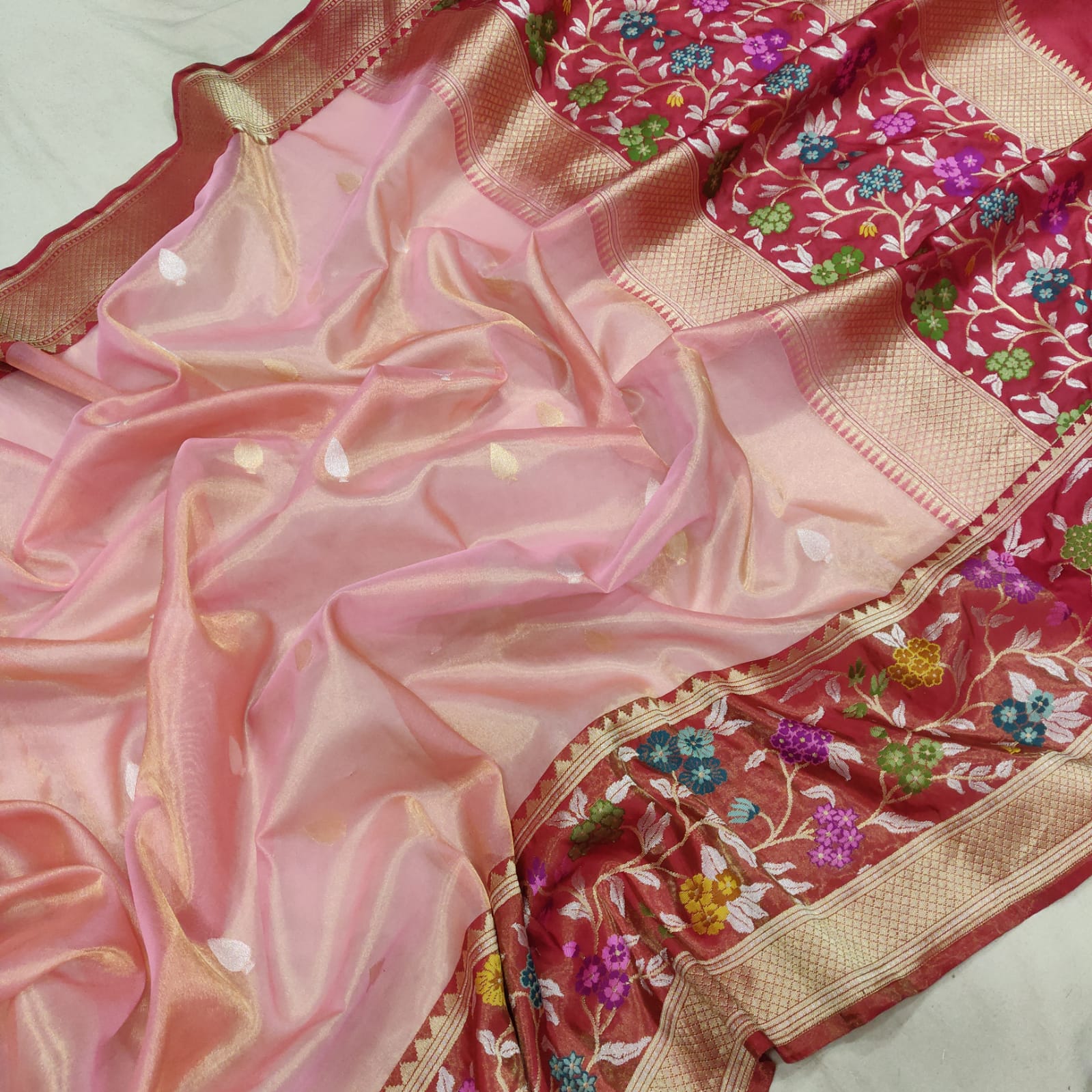 Kushnama tissue handwoven zari saree - Saffronfashionindia