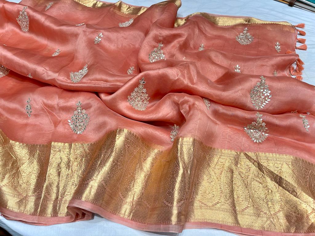 Kanchi organza saree - Saffronfashionindia