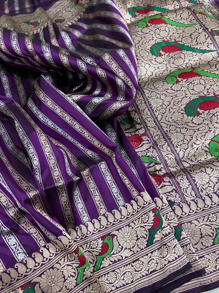 Sulochana handloom Katan saree - Saffronfashionindia