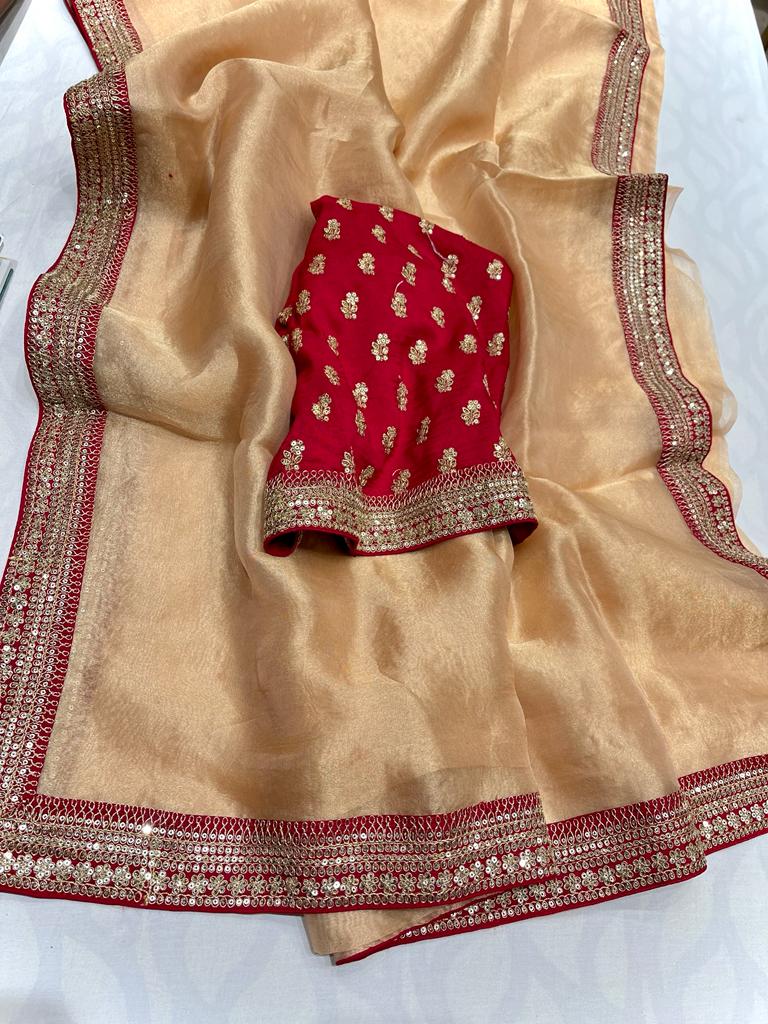 Kalki tissue organza saree - Saffronfashionindia