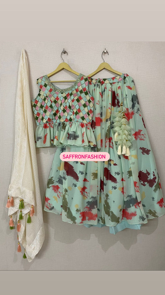 Floral lehanga choli dress - Saffronfashionindia