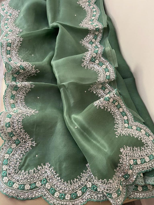 Lobish organza sequence saree - Saffronfashionindia