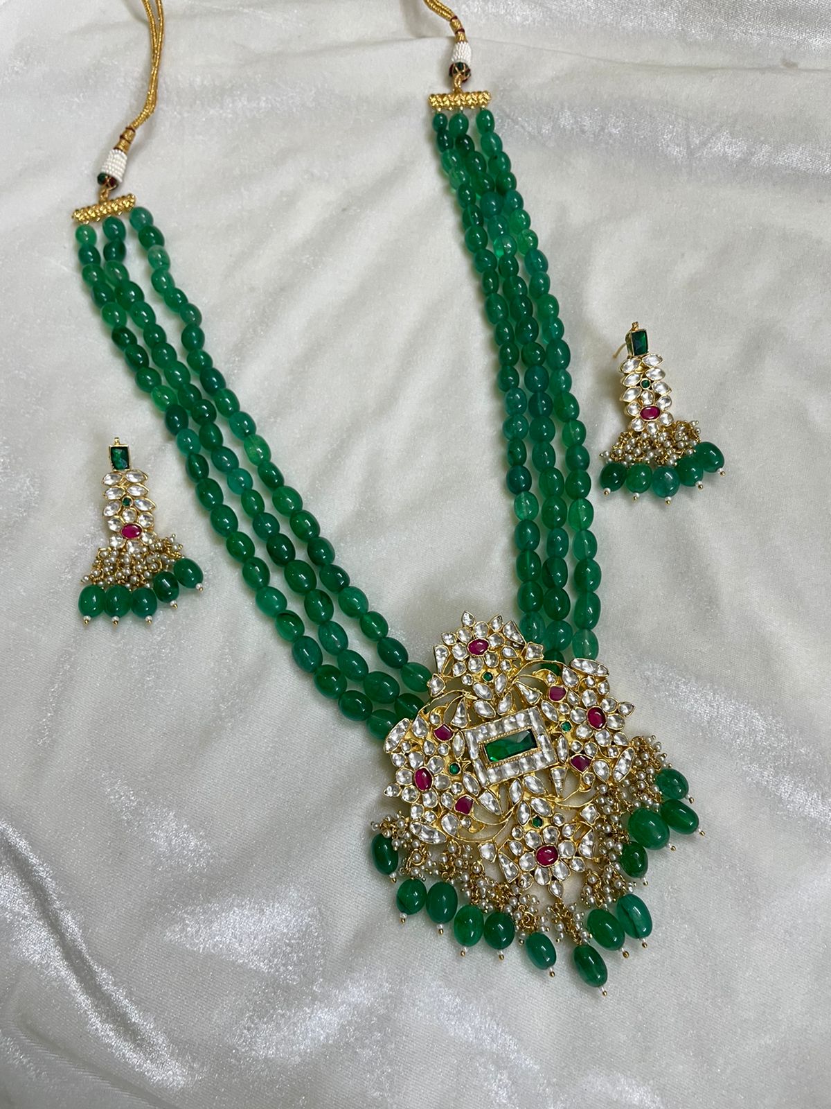 Kevra green necklace set - Saffronfashionindia