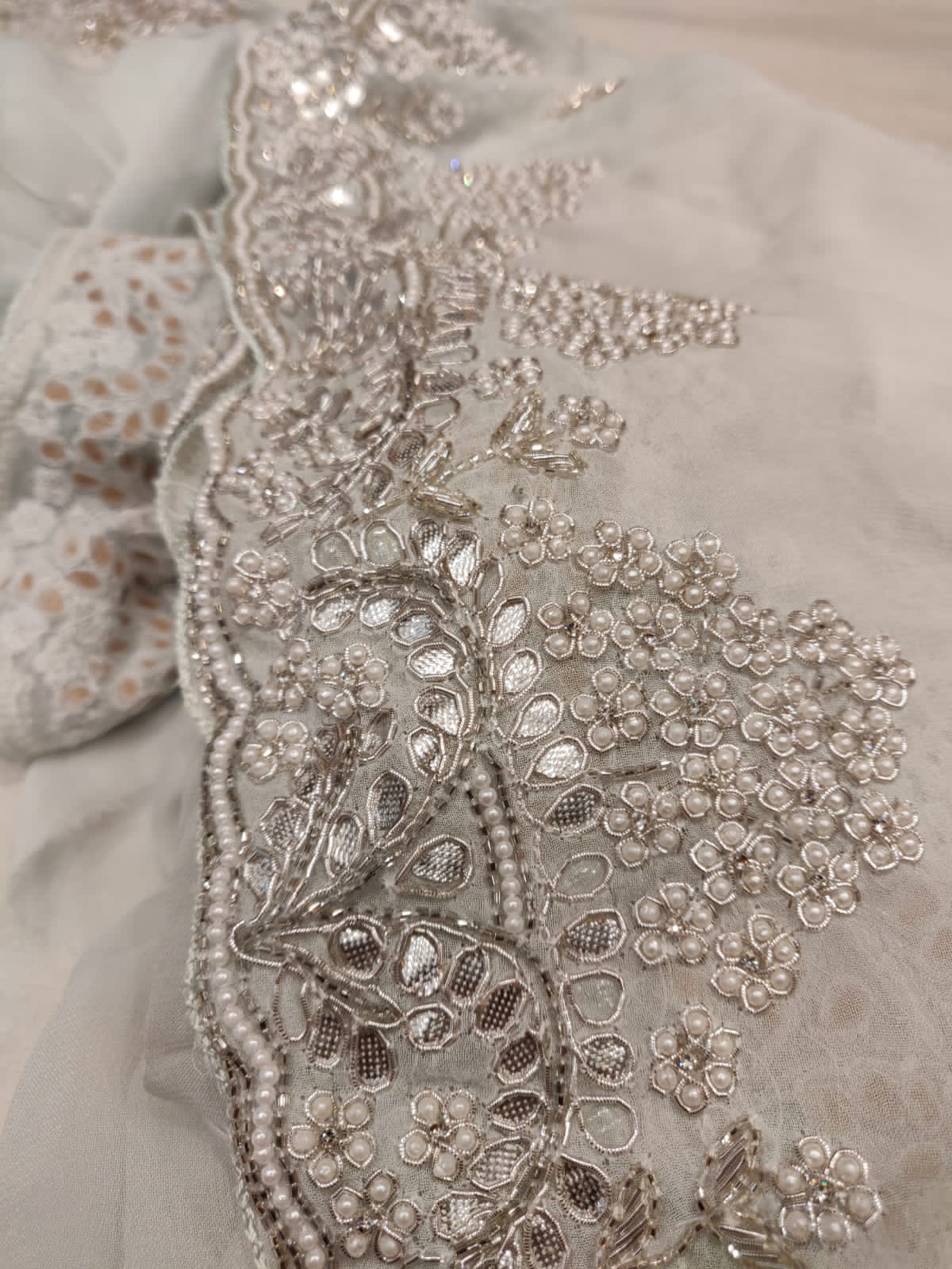 Pearl zardosi saree - Saffronfashionindia