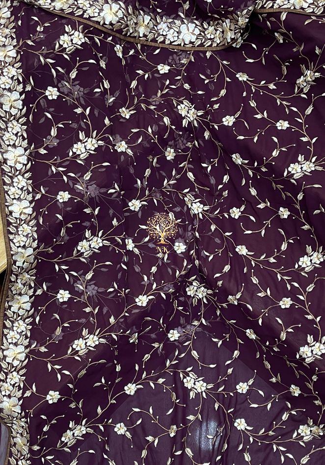 Floral inspired Parsi saree - Saffronfashionindia