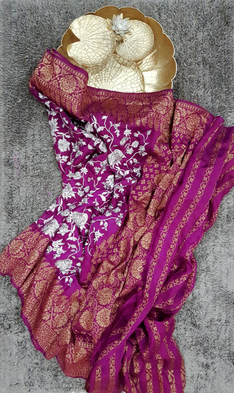 Cocktail banarsi saree - Saffronfashionindia