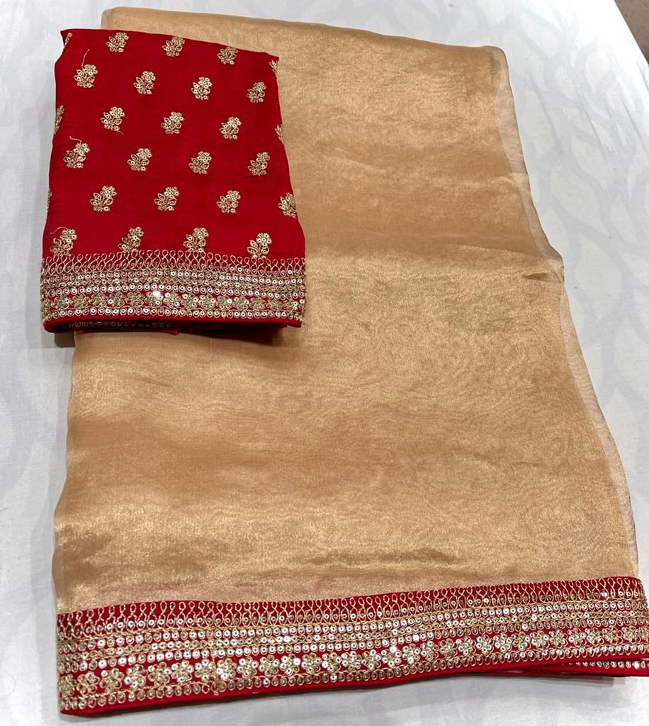 Kalki tissue organza saree - Saffronfashionindia