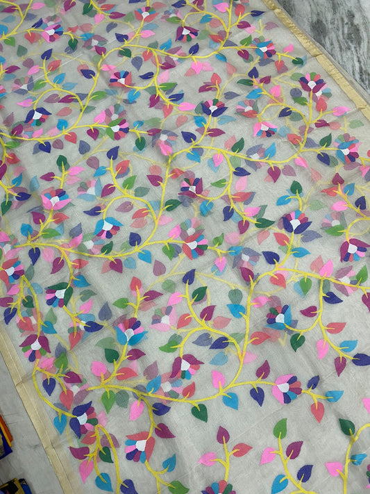 Rebecca muslin jamdani saree - Saffronfashionindia