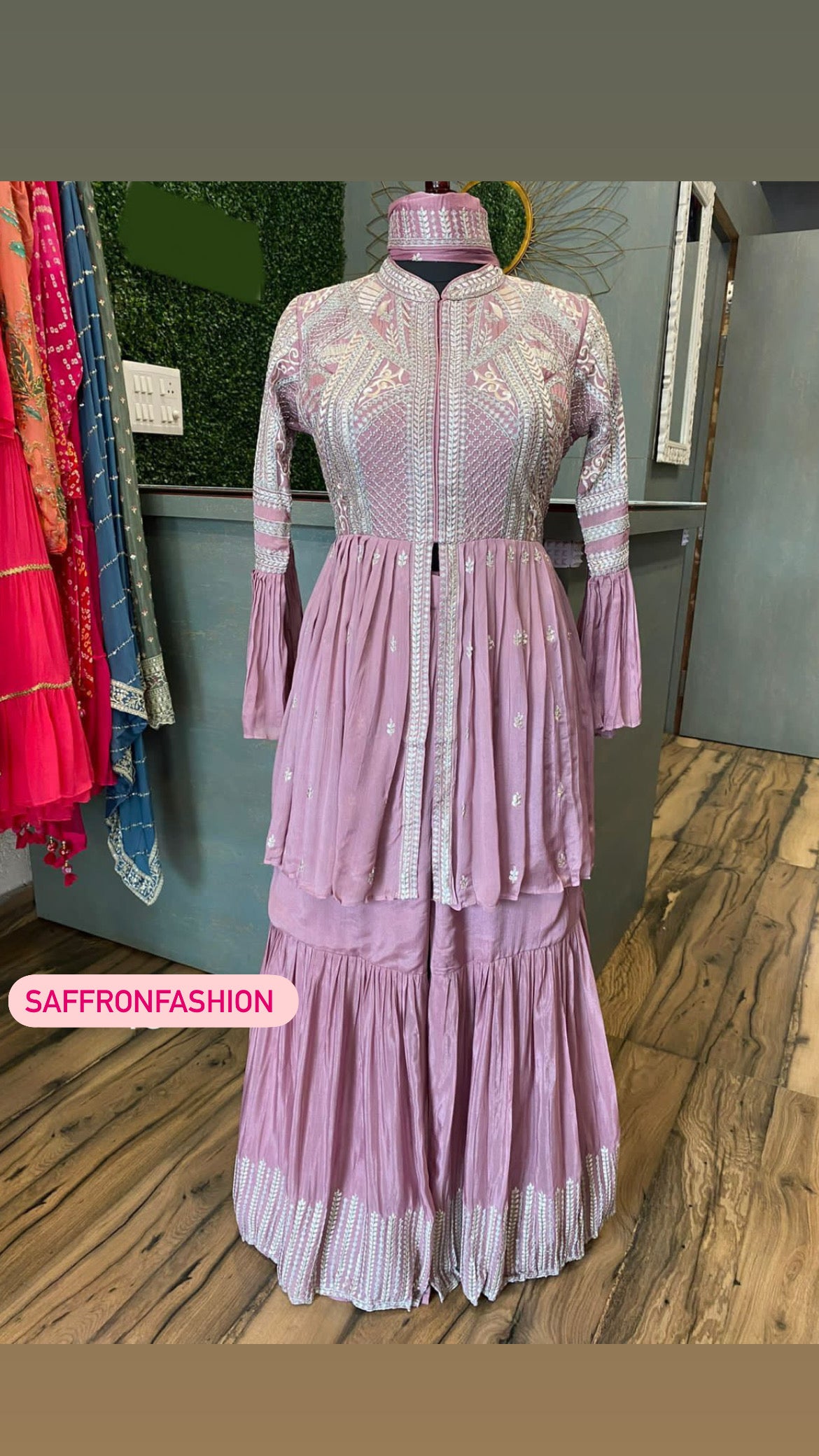 Pink beautiful gown - Saffronfashionindia