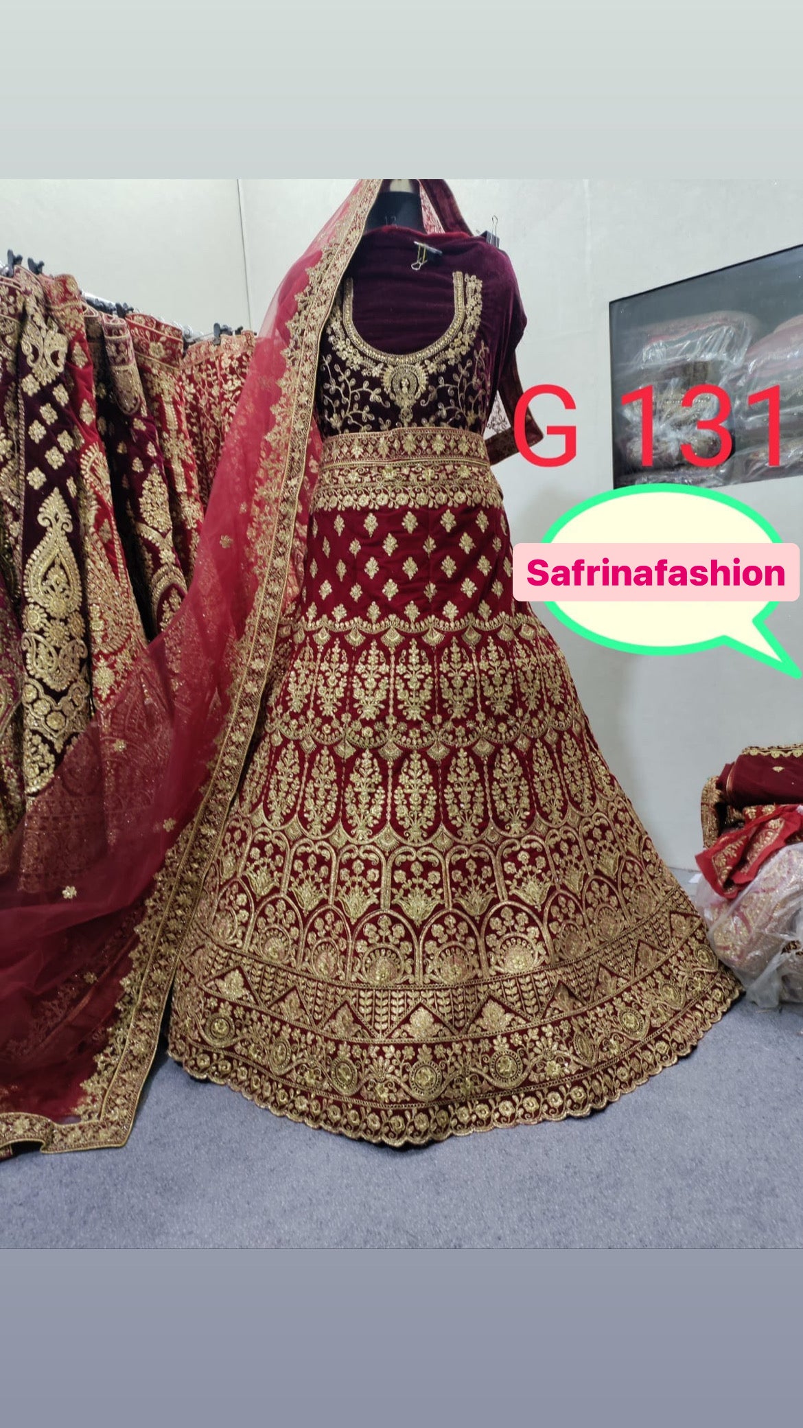 Rajhana bridal velvet lehanga - Saffronfashionindia