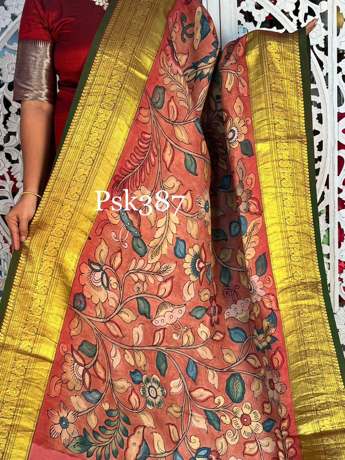 Rivaaz Kalamkari silk dupatta - Saffronfashionindia