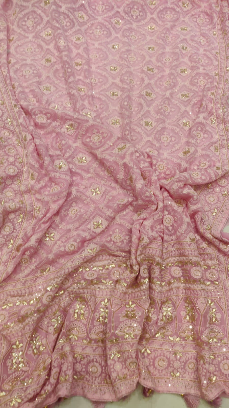 Nibhara Chikankari gorgette saree SaffronFashionindia, SaffronFashion