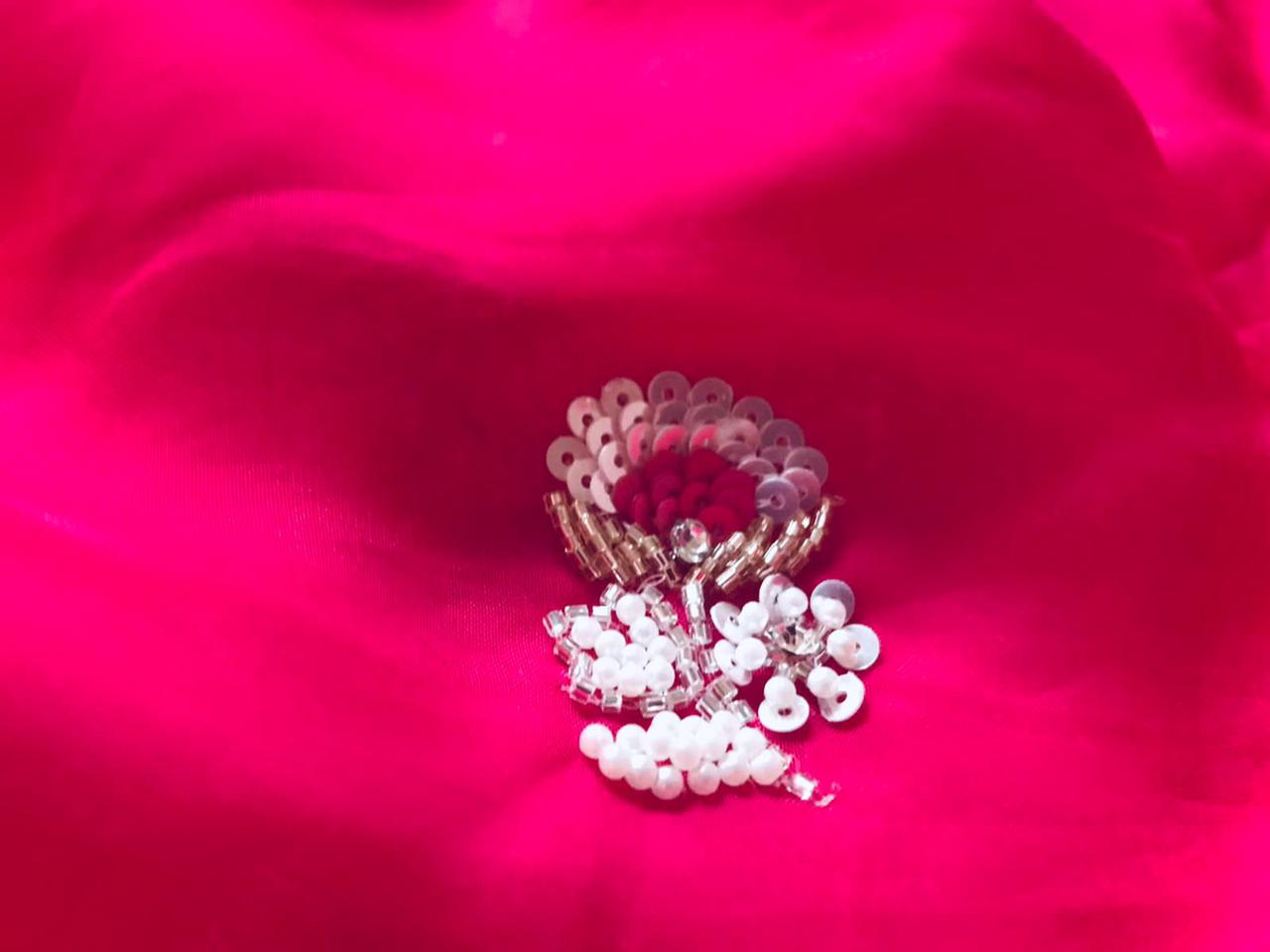 Feather pink organza saree - Saffronfashionindia