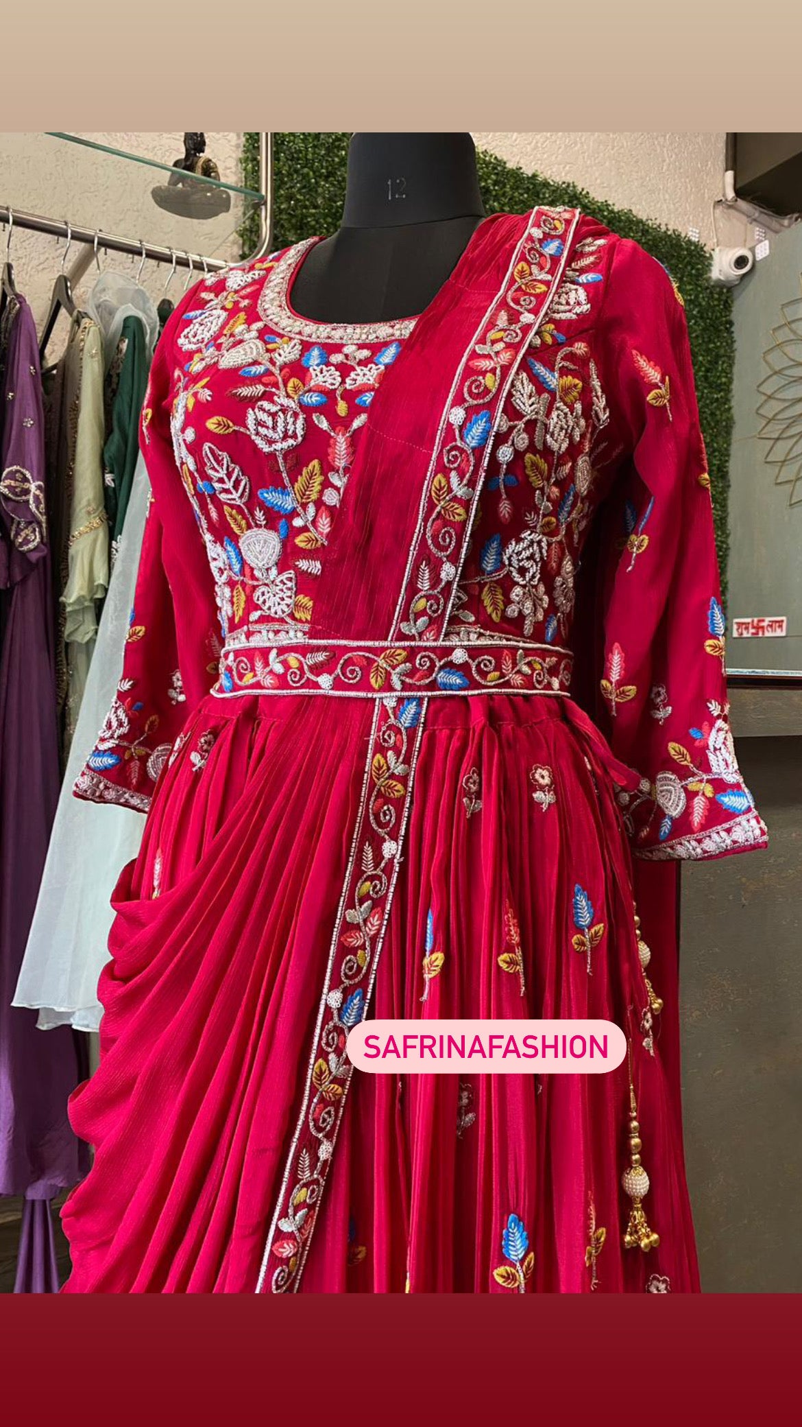 Valentine inspired red hot indowestern dress - Saffronfashionindia
