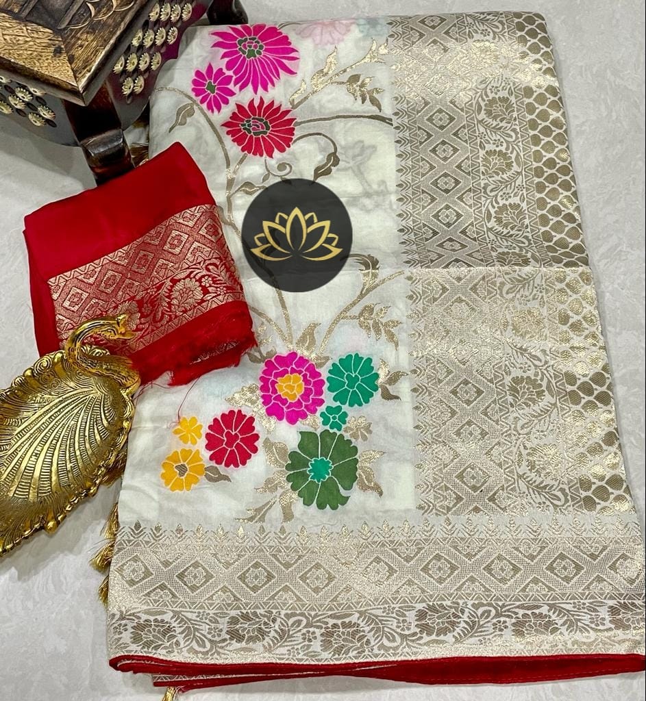 Hameshi moonga banarsi saree - Saffronfashionindia