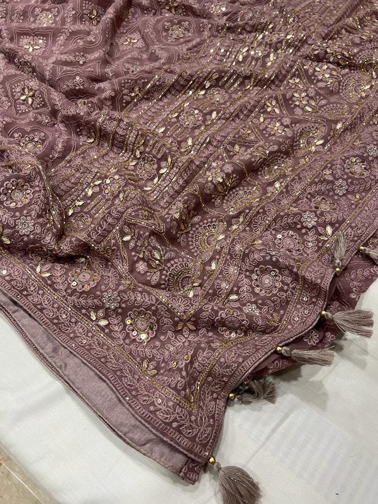 Barfi inspired Chikankari saree - Saffronfashionindia