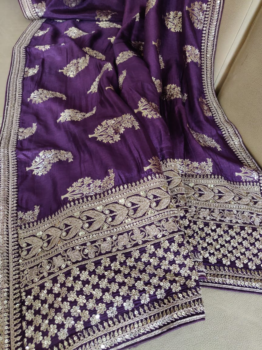 Handloom munga organza saree - Saffronfashionindia