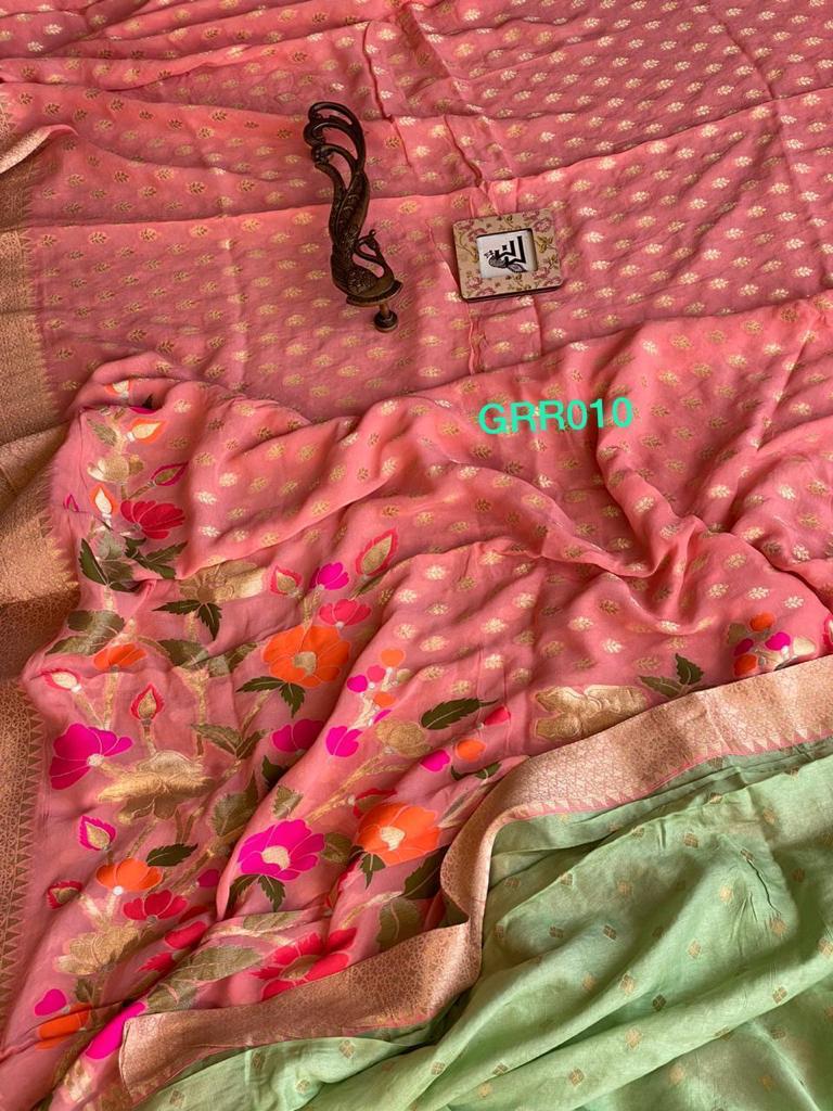 Khaddi gorgette saree - Saffronfashionindia