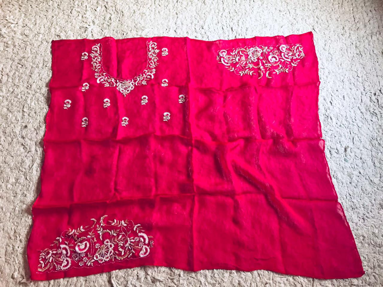 Feather pink organza saree - Saffronfashionindia