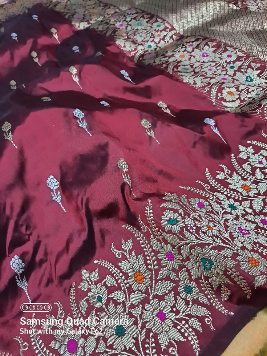 Katan banarsi Paithani saree - Saffronfashionindia