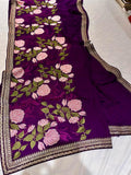 Embroidered floral saree,,,,beautiful sari