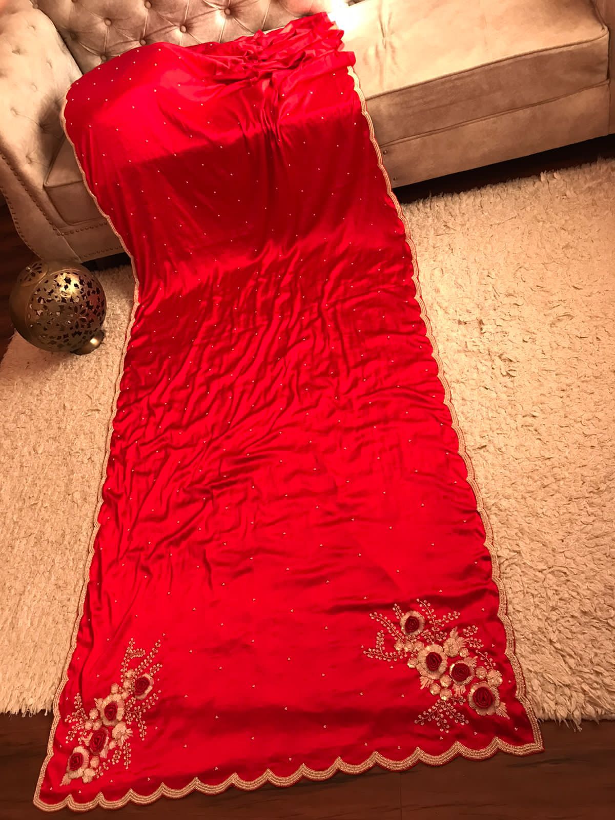 Anisha luxury satin saree - Saffronfashionindia