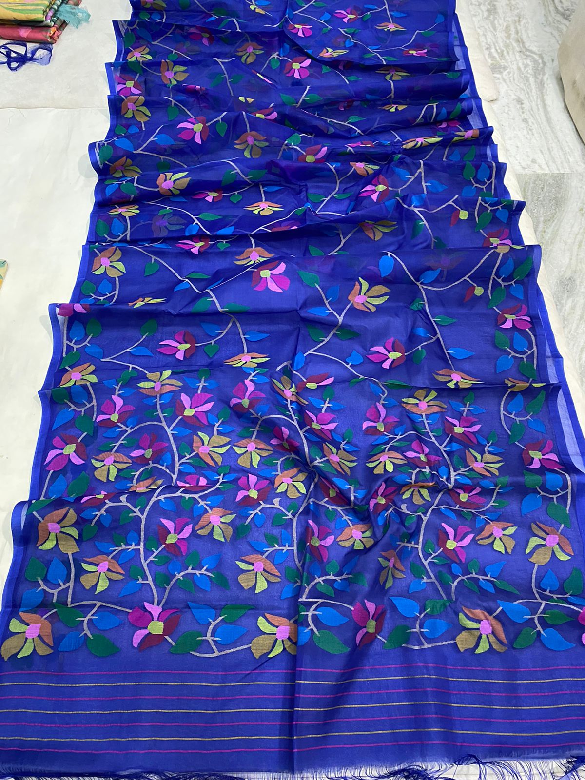 Royal muslin jamdani saree - Saffronfashionindia