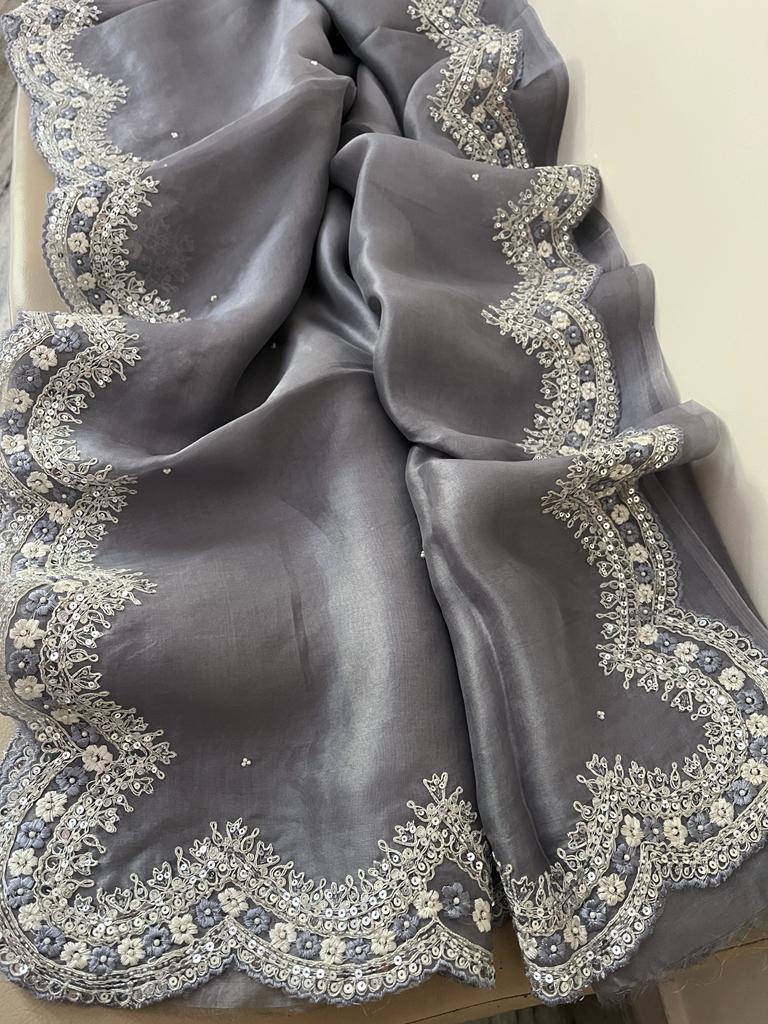 Lobish organza sequence saree - Saffronfashionindia