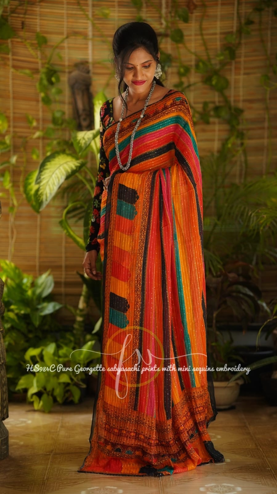 Gulmohar sequins saree - Saffronfashionindia