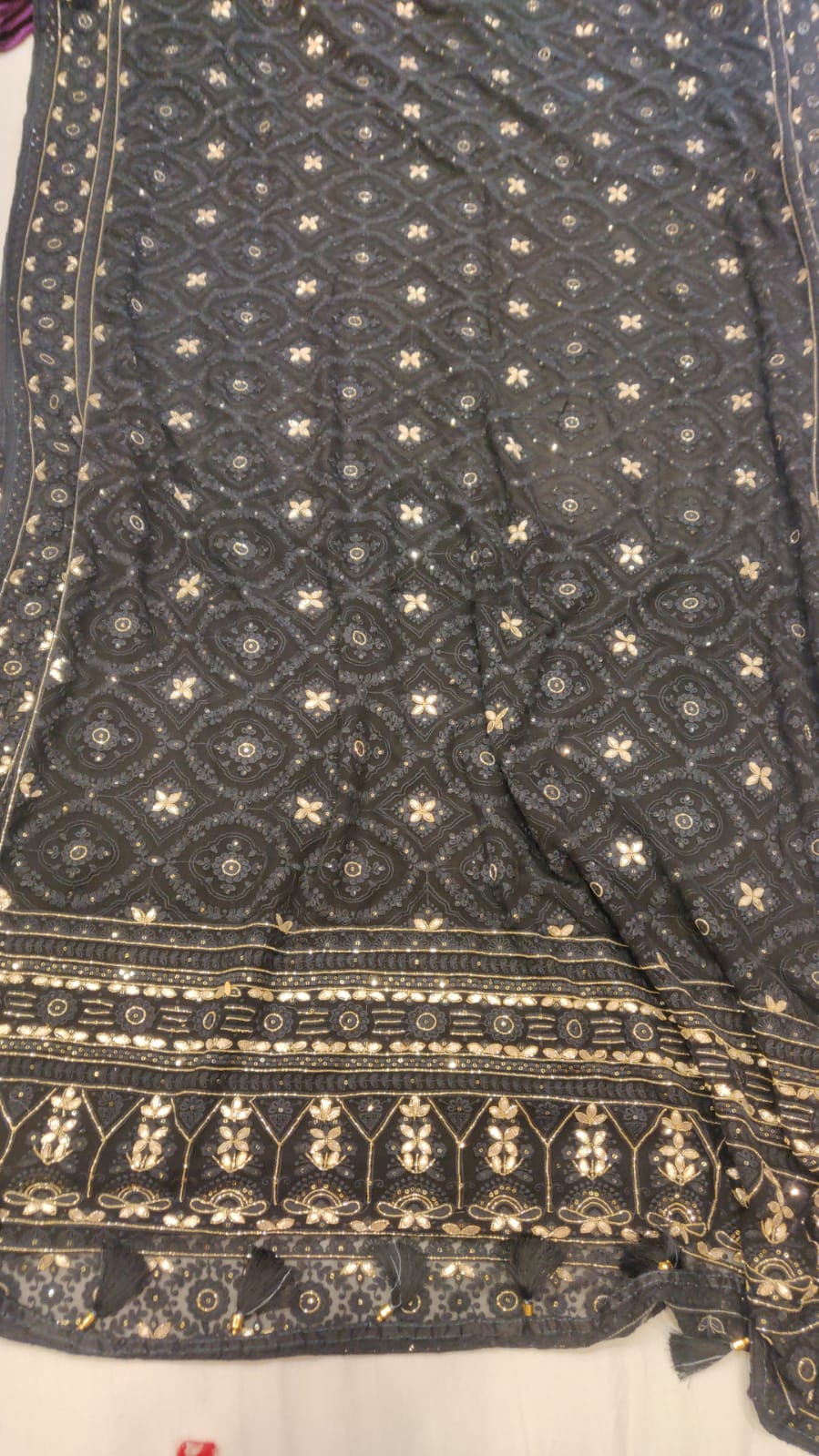 Nazina Chikankari saree/gorgette saree - Saffronfashionindia