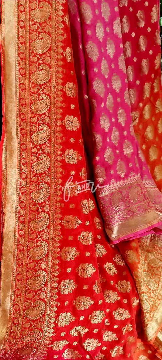 Zari bandhej saree - Saffronfashionindia