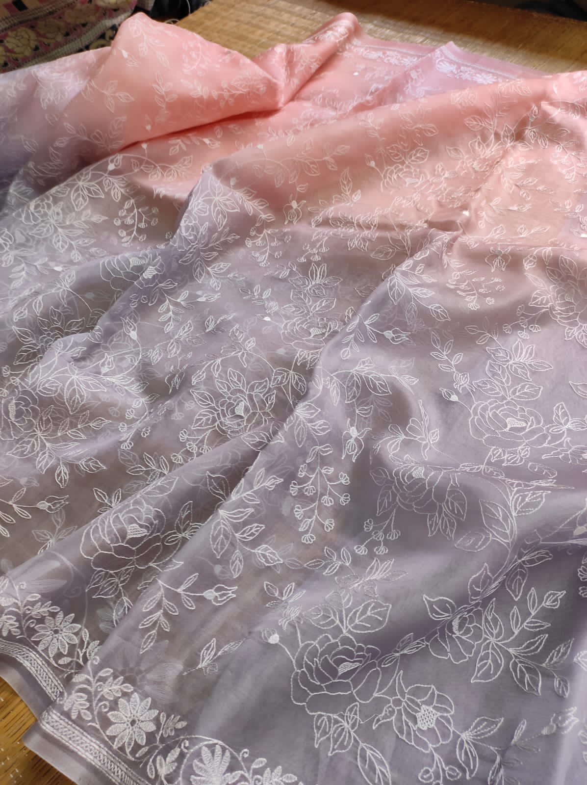 Ruchika organza Chikankari saree - Saffronfashionindia