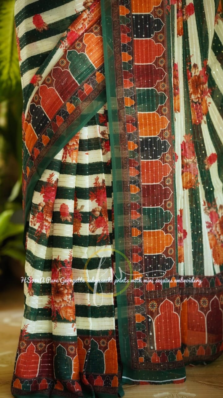 Gulmohar sequins saree - Saffronfashionindia