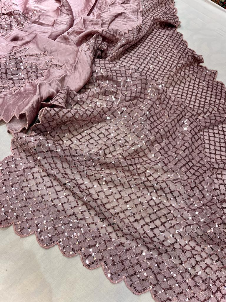 Ravish satin sequence saree - Saffronfashionindia