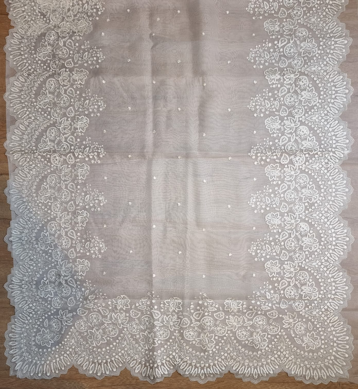 Scalloped inspired organza cutwork saree SaffronFashion