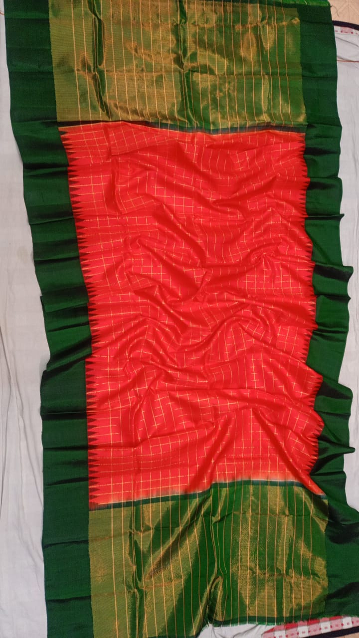Gadwal silk dupatta - Saffronfashionindia