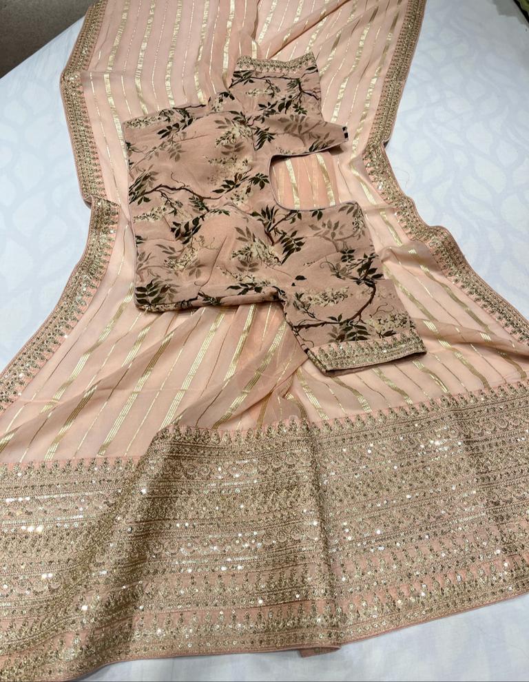 Summer chiffon striped trendy saree - Saffronfashionindia