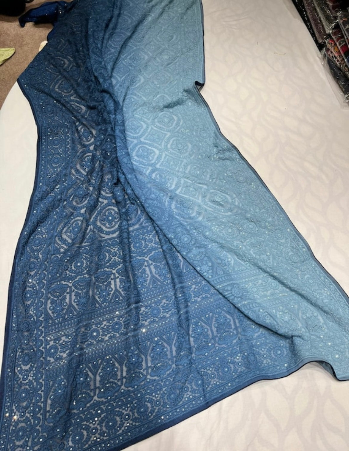 Helium Chikankari saree - Saffronfashionindia