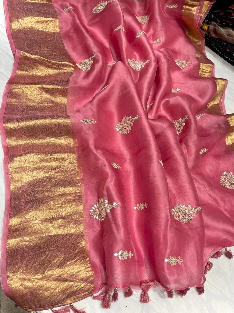 Kanchi organza saree - Saffronfashionindia