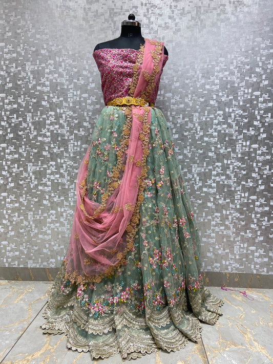Nivika Embroidered Lehenga - Saffronfashionindia