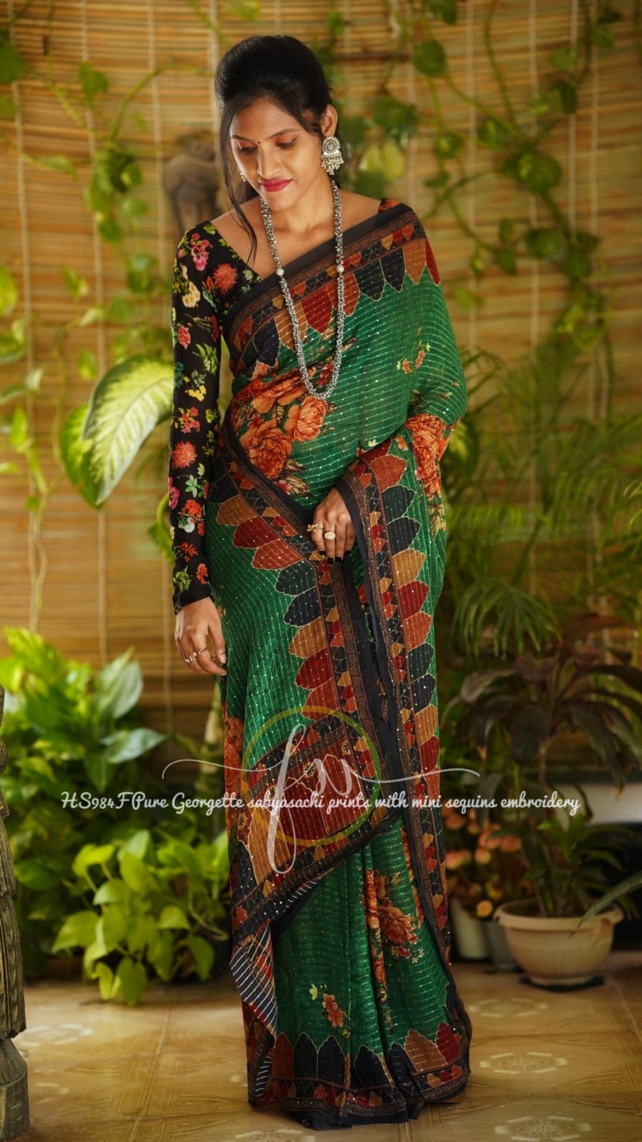 Gulmohar sequins saree - Saffronfashionindia