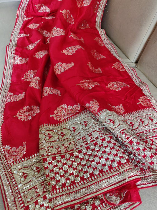 Handloom munga organza saree - Saffronfashionindia