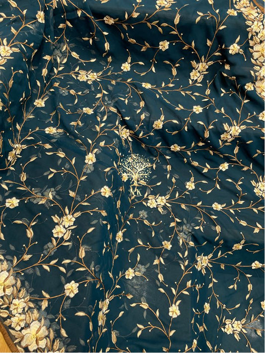 Floral inspired Parsi saree - Saffronfashionindia