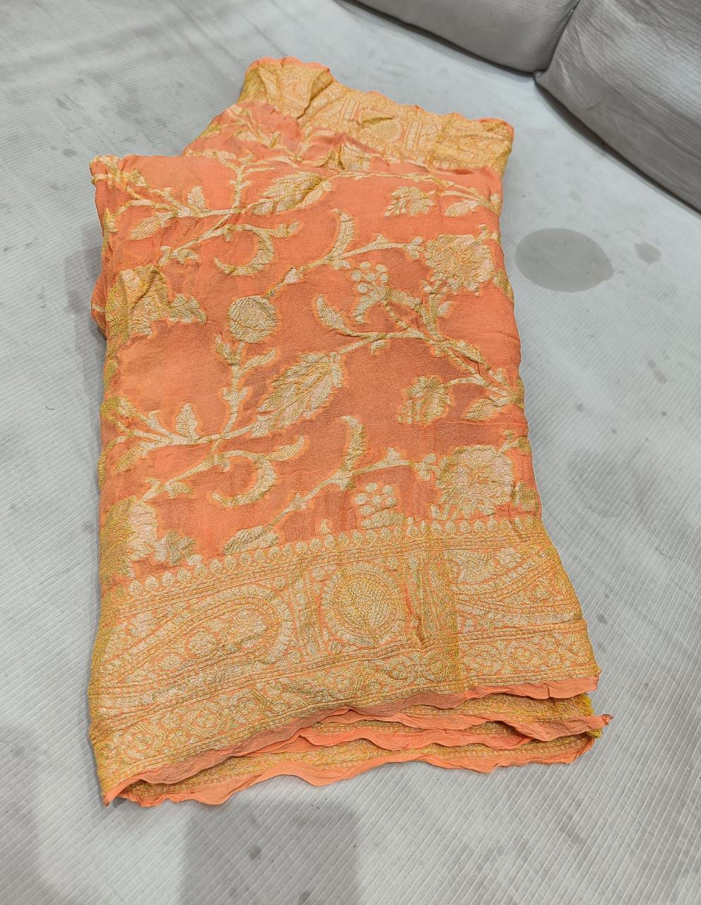 Gloria gorgette chiffon saree - Saffronfashionindia