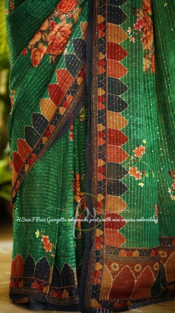 Gulmohar sequins saree - Saffronfashionindia