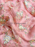 Pink organza embroidery saree