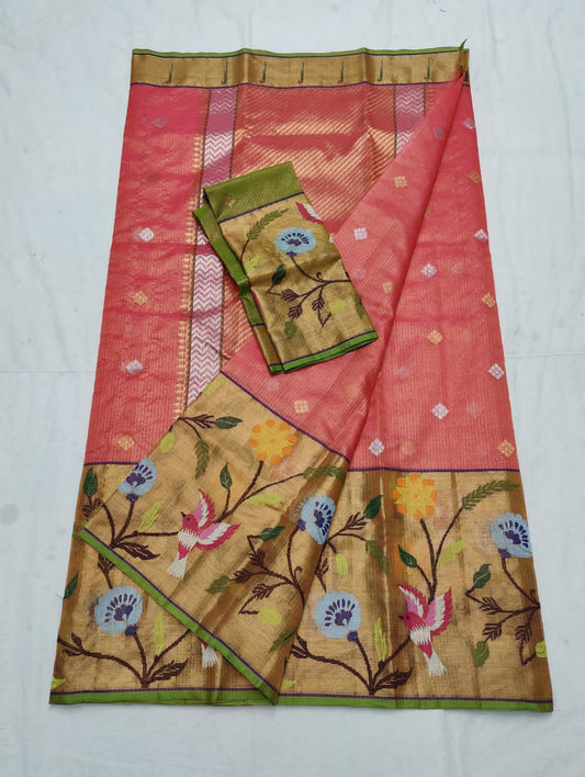 Hansikha tissue zari kota saree - Saffronfashionindia