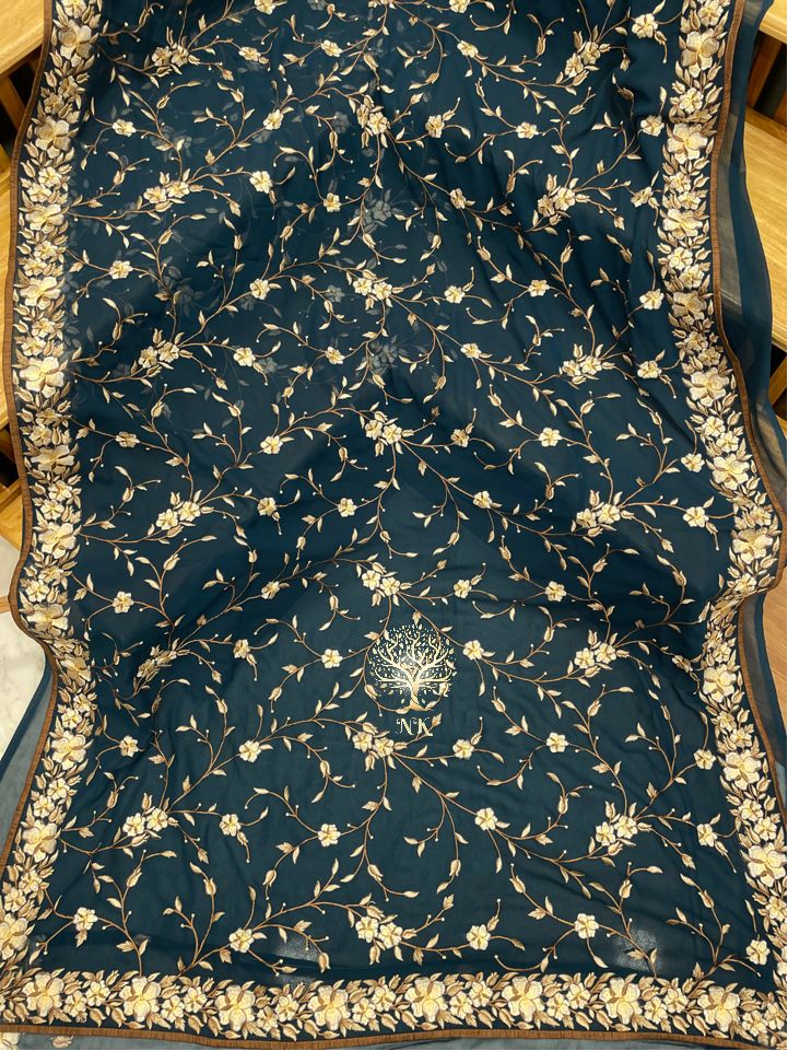 Floral inspired Parsi saree - Saffronfashionindia