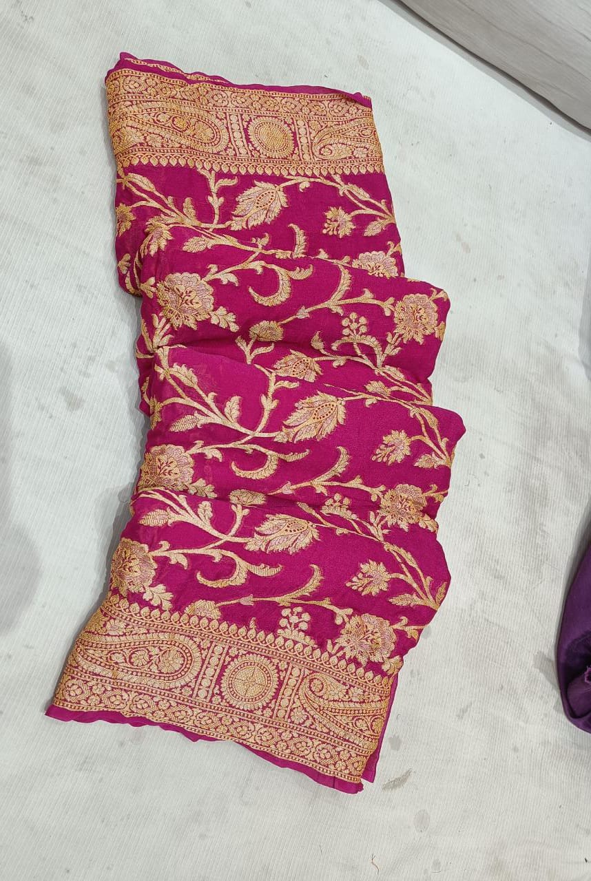 Gloria gorgette chiffon saree - Saffronfashionindia