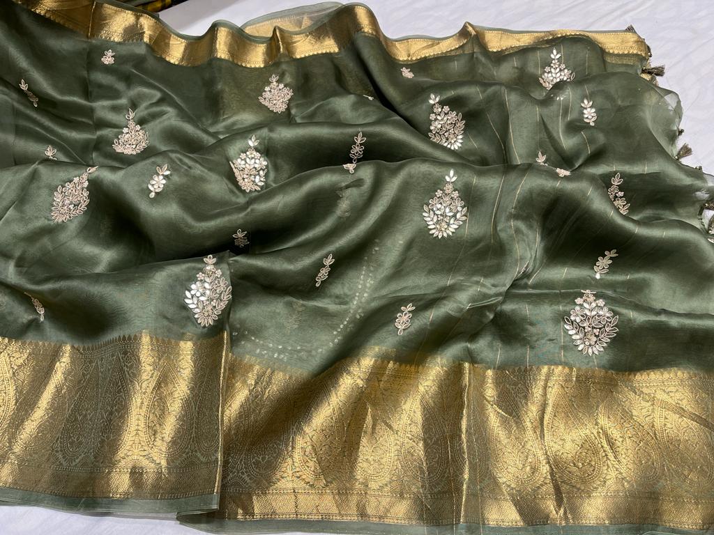 Kanchi organza saree - Saffronfashionindia